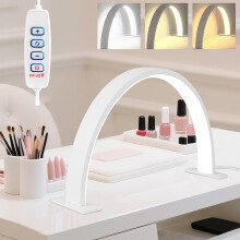 Hojalis Nail Light for Desk, Half Moon Light for Nail Desk, 3 Color Modes and Brightness Nail Desk Light, USB Arch Light for Nail Techs, for Beauty E