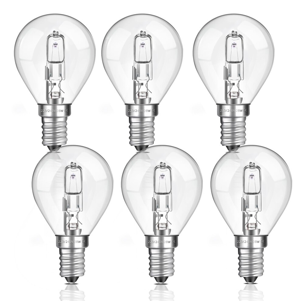 Liuyife G45 E14 Golf Ball Bulb 28W, Dimmable, Warm 2700K 370Lm, Ses Small Edison Screw Mini Globe, E14 Classic Clear Round Bulb For Chandelier, White 4856357261368