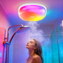 Gotopceed IP65 Waterproof Rechargeable Shower Light - 6″ 300LM Bright, 16 Colors Bathroom Mood Lighting with Touch & Remote, Magnetic Wireless Ceili