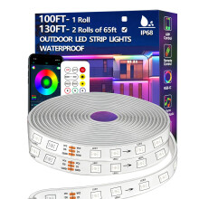 Bvokon 40M (2 Rolls 20M) Outdoor LED Strip Light IP68 Waterproof,Outside RGB+IC Lights with App/Remote Control,Color Changing,Music Sync Rope Light f
