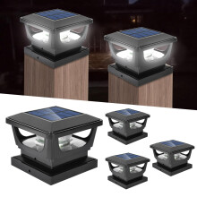 Solar Post Lights 4 Pack,IP65 Waterproof Fence Post Lights with Dusk to Dawn Sensor,1500mAh Battery 12 LEDs 6500K Daylight White for Wooden Garden De