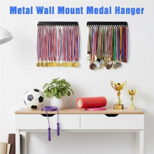 Conjunto de 4 Suportes para Medalhas, Suporte de Metal para Medalhas Esportivas com 20 Ganchos para Montagem Na Parede