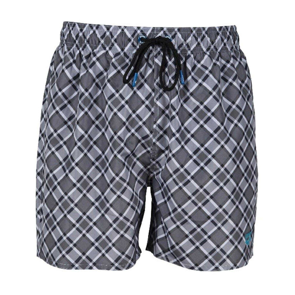 Arena (L, Asphalt/Multicoloured) Mens Fundamental Plaid Swim Shorts Multicoloured