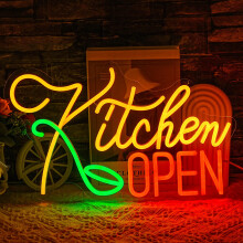 LMSIGNLY Kitchen Open Neon Sign for Wall Decor Open Light up Sign for Store Restaurant Neon Lights Food LED Neon Light for Restaurant Kitchen Store S
