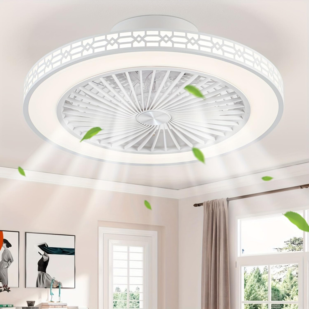 Lmisq 50Cm Reversible Ceiling Fans With S And Remote,Led Ceiling Fan 3000K-6500K Dimmable-Quiet Fan Ceiling With 6 Speeds, Blad Light/White 1037265737906
