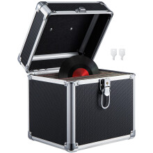 CROWNSHOP LP Storage Case 7" Record Storage Box 7" Vinyl LP Storage Box Case Aluminum Portable Lockable DJ Flight Carry Case Holds 100pcs Albums Viny