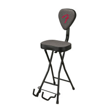 Fender 351 Seat and Guitar Stand Combo, Collapsible Design, Removable Backrest, Gray Tweed Fabric, Non-Slip Feet