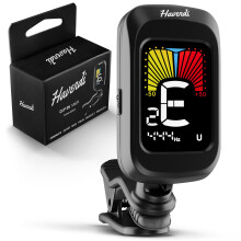Havendi Clip-On Tuner I Guitar, Bass, Violin & Ukulele Tuner I Precise Tuning with Color Display & 360 Rotation I Includes Battery – Chromatic Gui