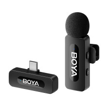 BOYA BY-V10 USB C Wireless Lavalier Microphone for Android, Type-C Smartphone Laptop, Noise Canceling, Mini Clip-on Microphone for YouTube, Podcast,