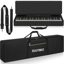 OUUTMEE 88 Key Keyboard Gig Bag - Keyboard Case, Heavy Duty 600D Oxford Piano Case with 10mm Padding, Front Storage Pocket & Dual Shoulder Straps - P