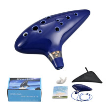 LIEKE Ocarina 12-Hole Alto C Ceramic Piccolo Ocarinas Instrument Gift for Adults beginners with Display Stand Music Book Neck-Strap Bag