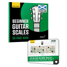 Sliding Guitar Scales Compass & 88-Page Decoder Book for Beginners | Learn Major, Minor, Pentatonic & Blues Scales | Portable Guitar Learning Tool fo
