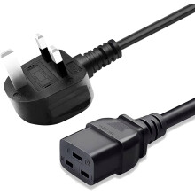 2m UK 3 Pin Plug to IEC 320 C19 Power Cable Computer Power Cord, Heavy Gauge Power Cable for PDUs and Network Equipmen