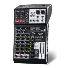 SOWOITIG Audio Mixer 4 Channel Professional Sound Mixer Console with 99DSP Effects, Small Mixing Board DJ Mixer w/USB, Bluetooth, 48V Power Supply, P