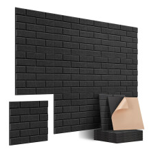JAMELO 12 Pack Sound proofing Panels, Self-Adhesive 12*12*0.4in Brick Shaped Stylish Acoustic Panels, High Density 3D Insulation Wall Panels for Door