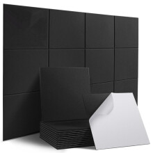 12 Pack Self-Adhesive Acoustic Wall Panels, 30x30x0.9cm High Density Sound Absorbing Panels, Felt Notice Board, Noise Reduction, Wall Decoration, for