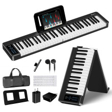 Rhymo Folding Piano Keyboard, 61 Keys Sensitive Electric Piano, Weighted Portable Electric Keyboards with Bluetooth MIDI, Digital Foldable Keyboard f
