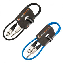 VisioSound 2 x Female XLR to 6.35mm Stereo Jack Lead/Balanced Signal Patch Cable / 2 Pack 1m Black/Blue