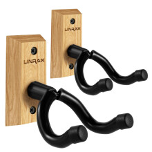 LINRAX GH2 Guitar Wall Mount, 2 Pack Guitar Wall Hanger, Hardwood Wall Hook with Screws, U-Shaped Guitar Holder for Acoustic Guitar Electric Guitar B