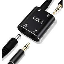 Cooidea 2 Channel Stereo Audio Mixer - Metal Shell, AUX Interface Support 2 In 1 Out Mini Stereo Sound Mixer Includes 1-Meter Audio Cables - For PC,