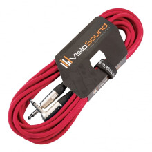 VisioSound Guitar Lead 6.35mm 1/4" Mono Jack to Angled Jack/Instrument Cable / 6 Colours 6m Red