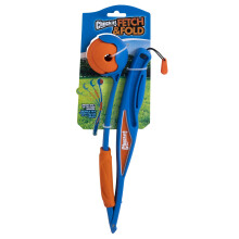 Chuckit! Fetch & Fold Dog Ball Launcher Pick Up and Throw Hands Free Play Convenient Travel Toy With Rubber Fetch Ball, Multi