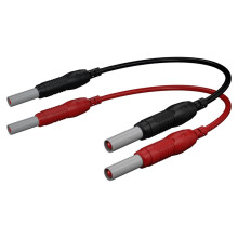 Cabo de Teste QSS 4MM Retrátil com Plugue Banana de Segurança para Plugue Banana, Vermelho e Preto, 1 M, Plugue Banana de Cobre Niquelado Q.70019