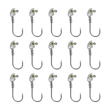 15-Pack Screw Lock Swimbait Jig Heads - 3D Chartreuse Eyes 1/8 3/16 1/4 3/8 1/2 Oz, 3/0 & 4/0 Fishing Hooks