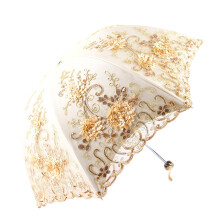 Lace UV Sun Parasol Folding 3D Flower Embroidery Umbrella Outdoor Parasol Summer Wedding Flower Umbrella E