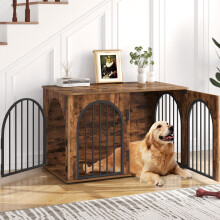 Hzuaneri Dog Crate Furniture, 100 cm Wooden Dog Crate, Indoor Kennel for Small/Medium/Large Dogs, End Side Table Animal Crates, Anti-Chew, Anti-Escap