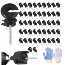 100 Isolateurs Électriques Noirs à Visser pour Clôture (Accessoires pour Systèmes de Clôtures Électriques pour L'Élevage)
