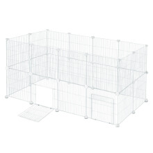 EUGAD Rabbit Run, Modular Pet Playpen with Door, Encrypted Wire Mesh Cages Puppy Pen Indoor 24 Panels, DIY Metal Pet Fence for Small Animal,Kitten,Ha