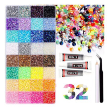 Kit di Strass In Resina Jelly da 32 Colori, 3 mm, 32000 Pezzi, Gemme Piatte per Unghie, Abbigliamento, Scarpe e Libri D'Arte.