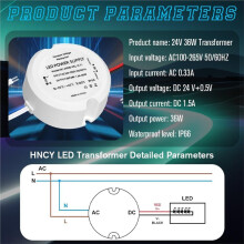 Transformador LED de 12 V 36 W, Transformador de 230 V A 12 V LED, Fuente de Alimentación LED Redonda de 12 V 3 A, Transformador LED Sin Ruido