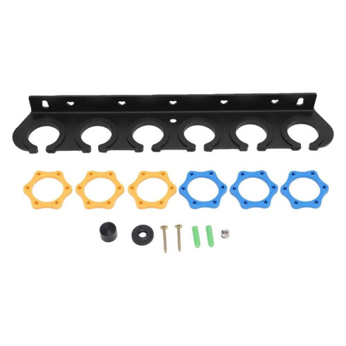 Supporto Multi-Microfono, Organizer per 6 Microfoni con Anelli Antiscivolo, per Microfoni Cablati, Wireless, da Tavolo o da Parete.