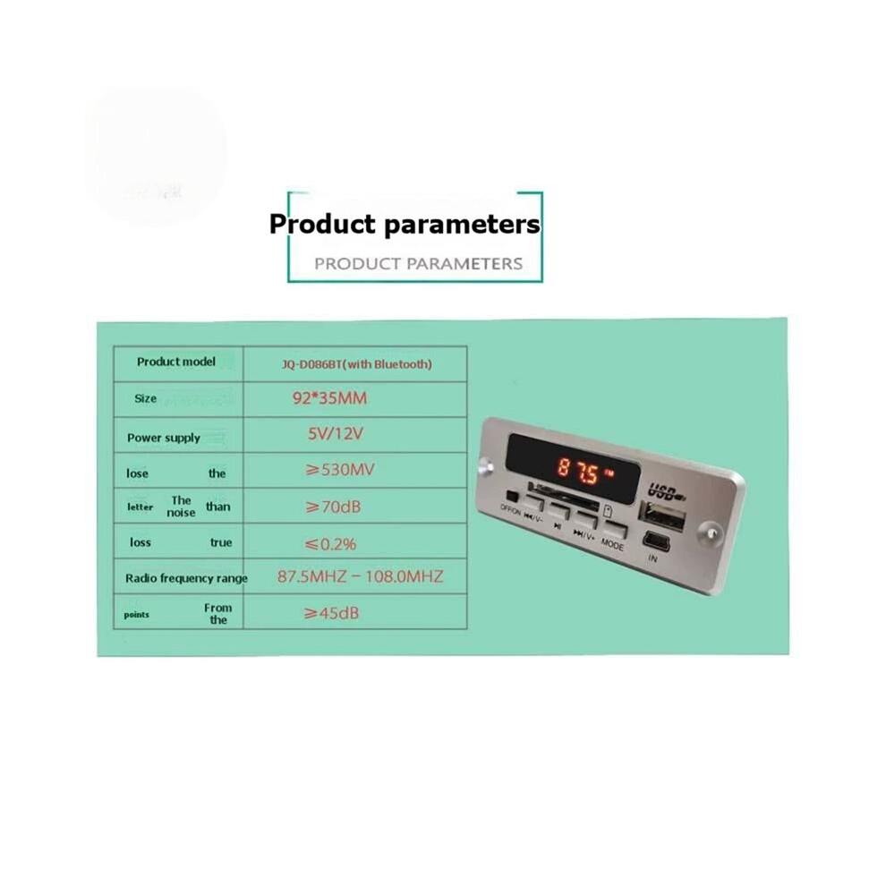 12V 5.0 Car Kit Mp3 Decoder Board Audio Wma Car Music Player Module Lossless Audio Usb Aux Tf Radio 6032911607522