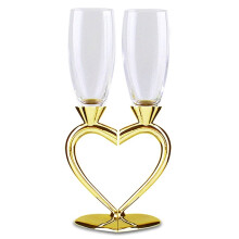 Conjunto de 2 Taças de Champanhe de Cristal em Formato de Coração para Casamentos e Festas, Acessórios Elegantes para Vinho