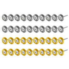 40Pcs Steel Wire Wheels Brass Brush 22mm Polishing Brushes for Rotary Tools Metal Rust Removal Brush Set
