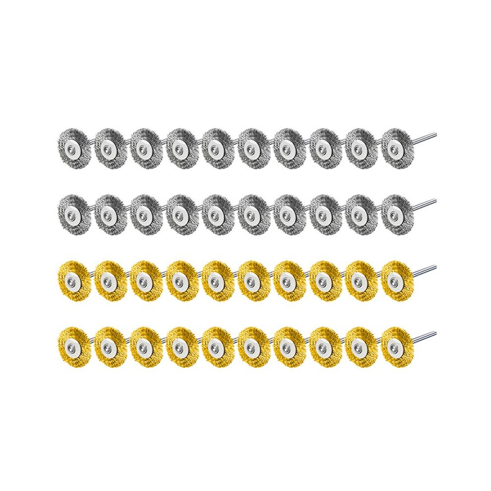 40Pcs Steel Wire Wheels Brass Brush 22Mm Polishing Brushes For Rotary Tools Metal Rust Removal Brush Set 4711722075110