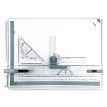 Tavolo da Disegno Portatile A3, Tavolo da Disegno Metrico Multifunzione con Righello Chiaro per Movimento Parallelo e Angolazione