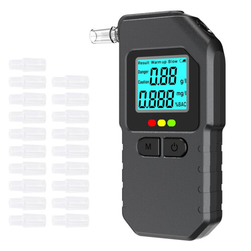Bafômetro Digital com 20 Bocais, Visor LCD e Histórico de Testes