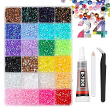 24 Colors 3mm Resin Jelly Rhinestones Bedazzling Kit 10000Pcs Flatback Gems for Nails Clothing Shoes Art Book