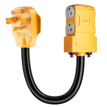 Dryer Adapter 4-Prong 30 AMP to 20 Amp 110V, NEMA 14-30P to 4x 5-15R/5-20R with Circuit Breaker, ETL Listed US Plug
