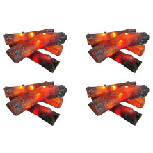 4PC 18cm Transparent Resin Simulated Charcoal Strip Firewood Pile Fireplace Decoration Accessories US Plug