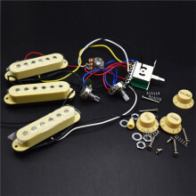 Single Coil Guitar Pickup Set with 250K Wiring Harness for ST Electric Guitar Yellow