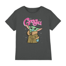(7-8 Years, Charcoal) Star Wars The Mandalorian Childrens/Kids Grogu Macaroon T-Shirt