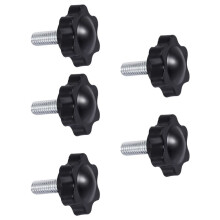 5 Pcs M6 x 15mm Male Thread 25mm Hex Shaped Clamping Knob Black
