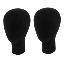2X Polystyrene Foam Mannequin Face Model  Wig Holder Eyeglass Glasses with Base Bracket - Black, 35cm