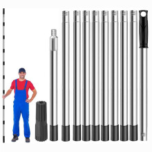 Pértiga Extensible para Rodillo de Pintura de 11,8 Pies, Pértiga Telescópica de Acero Inoxidable de 10 Segmentos, Pértiga Extensible con Adaptador