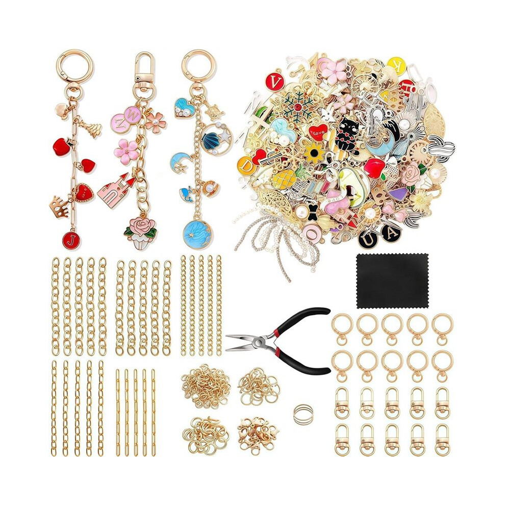 325Pcs Keychain Making Kit, Charms For Jewellery Making, Jewellery Making Supplies, Bag Charm Kit 4712589594844